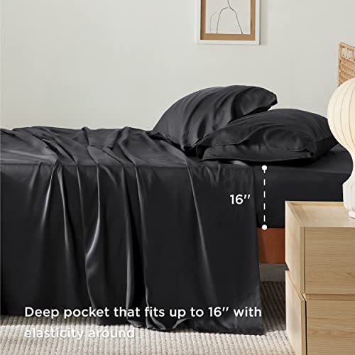 Bedsure Black Bamboo Queen Sheet Set - Soft & Cool