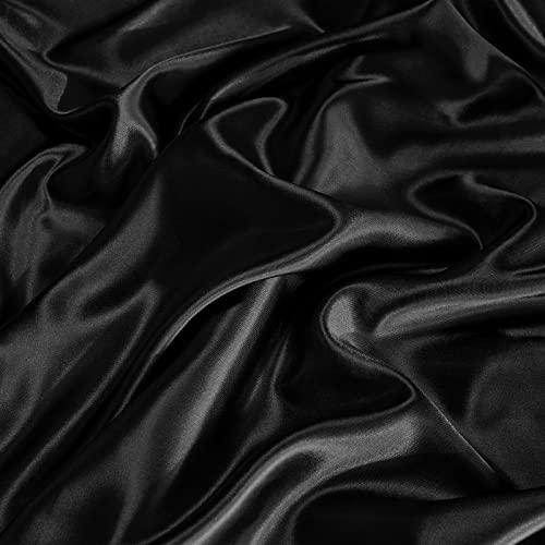CozyLux Black Satin Queen Bed Sheet Set