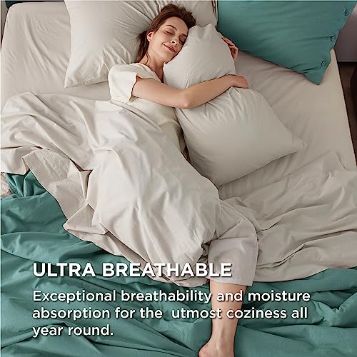 Bedsure Queen Cotton Percale Sheet Set - White