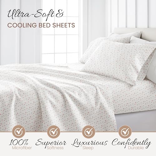 Pink Floral Queen Sheet Set - Ultra-Soft & Cooling