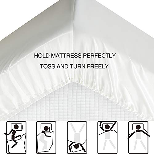 Luxury White Satin Queen Bed Sheet Set
