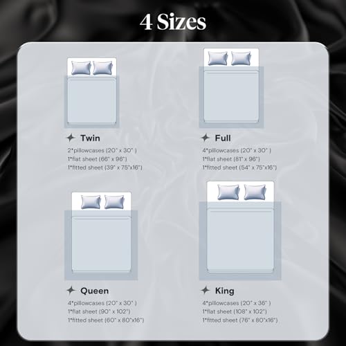 LuxClub Black Satin Queen Sheet Set - 6 Pcs