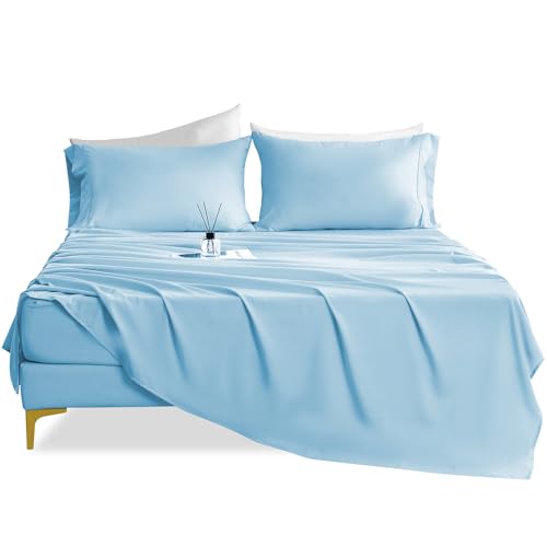 CozySmile Soft Cooling Queen Sheet Set - Sky Blue