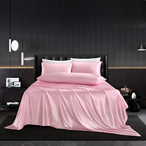 Luxury Pink Satin Bedding Set - 5 Pieces