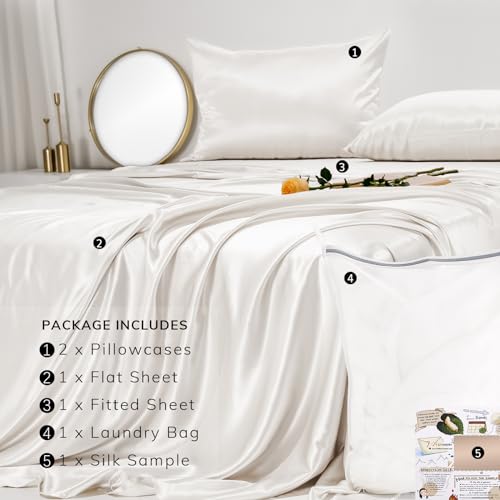 Luxury 23 Momme White Silk Sheet Set - King