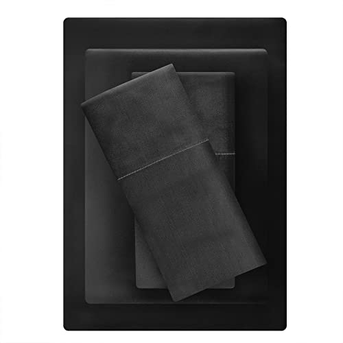 CozyLux Black Satin Queen Bed Sheet Set
