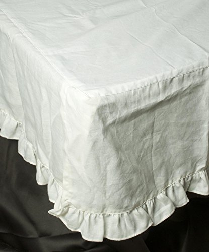 Organic White Linen Ruffled Bed Skirt - King