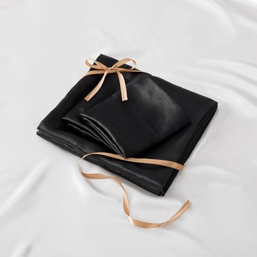 Luxury Black Satin King Size Sheet Set