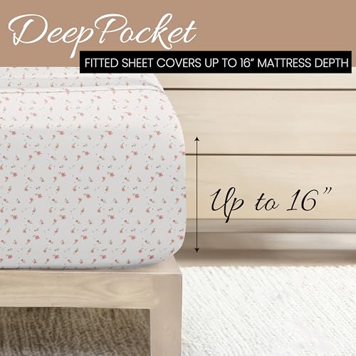 Pink Floral Queen Sheet Set - Ultra-Soft & Cooling