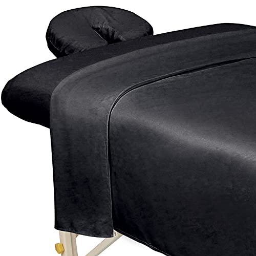 Premium Microfiber 3-Piece Massage Sheet Set - Black