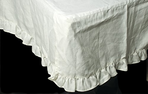Organic White Linen Ruffled Bed Skirt - King