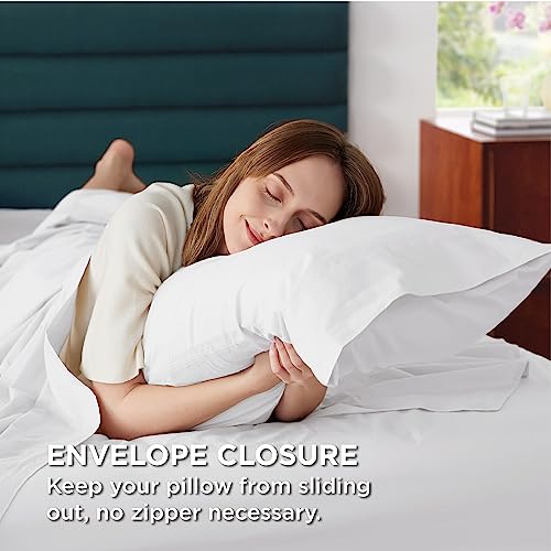 Bedsure Queen Cotton Percale Sheet Set - White