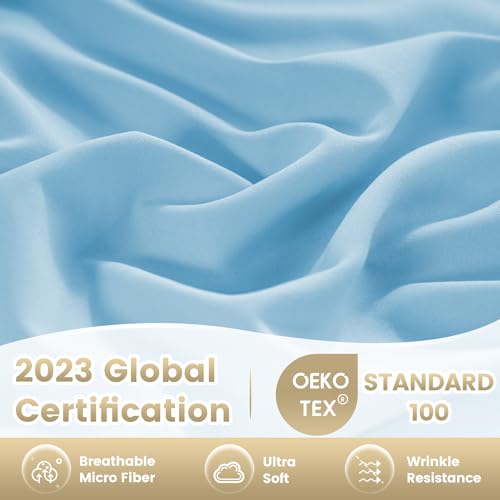 CozySmile Soft Cooling Queen Sheet Set - Sky Blue