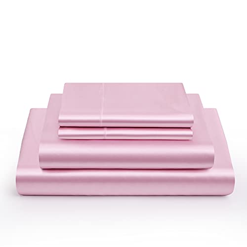 Pink Satin Bed Set: Full Size, 4 Pieces