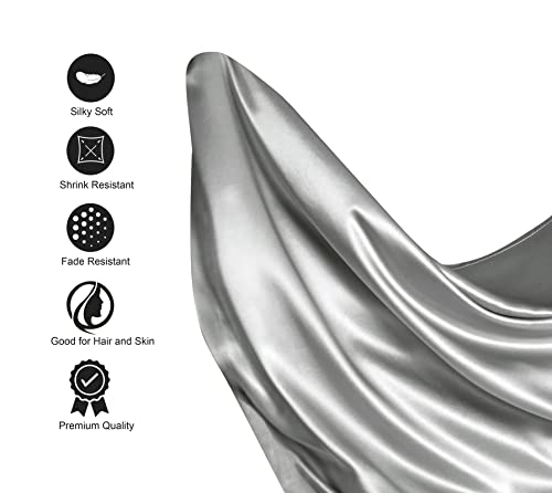 Light Gray Silk Satin Bed Sheet Set - 4 Pieces