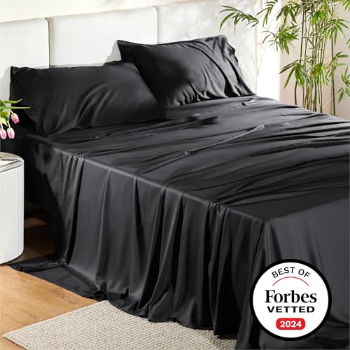 Bedsure Black Bamboo Queen Sheet Set - Soft & Cool