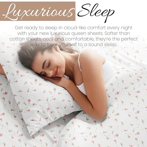 Pink Floral Queen Sheet Set - Ultra-Soft & Cooling