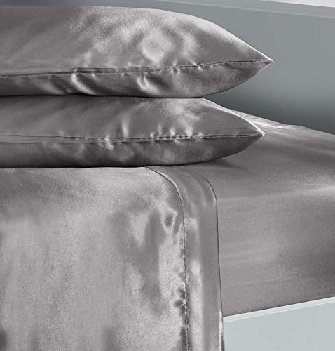 Niagara Grey Satin Queen Bed Sheet Set