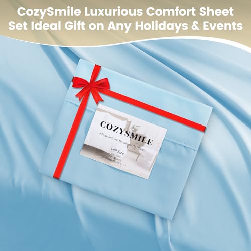 CozySmile Soft Cooling Queen Sheet Set - Sky Blue