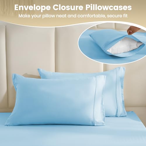 CozySmile Soft Cooling Queen Sheet Set - Sky Blue