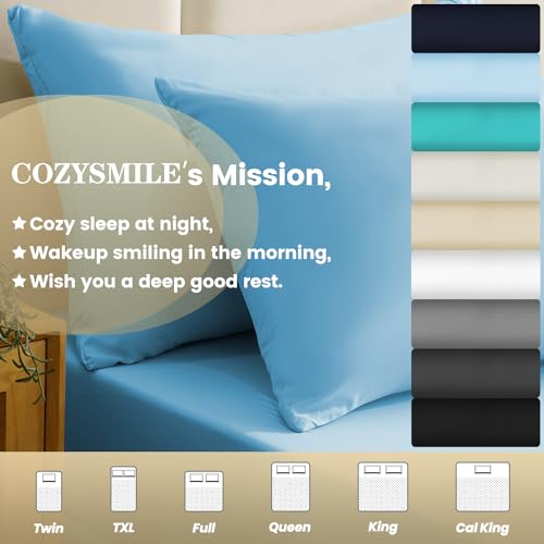 CozySmile Soft Cooling Queen Sheet Set - Sky Blue
