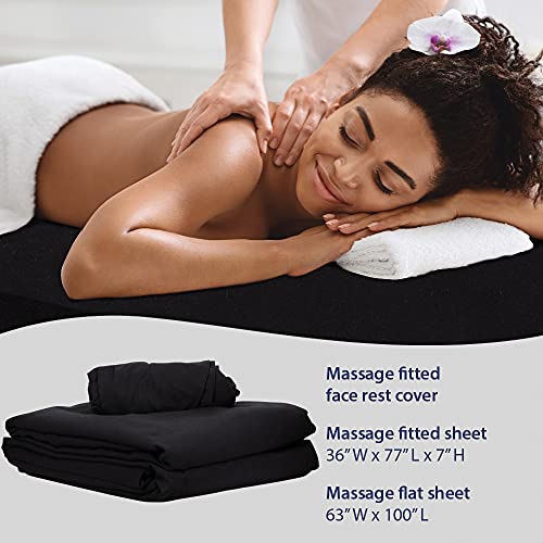 Premium Microfiber 3-Piece Massage Sheet Set - Black