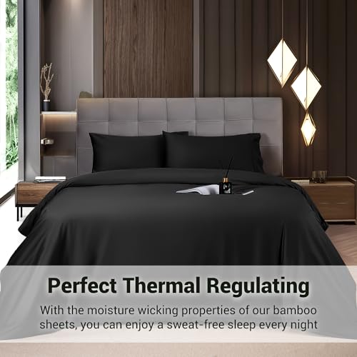 Black Bamboo Queen Size Sheet Set, 4-Piece