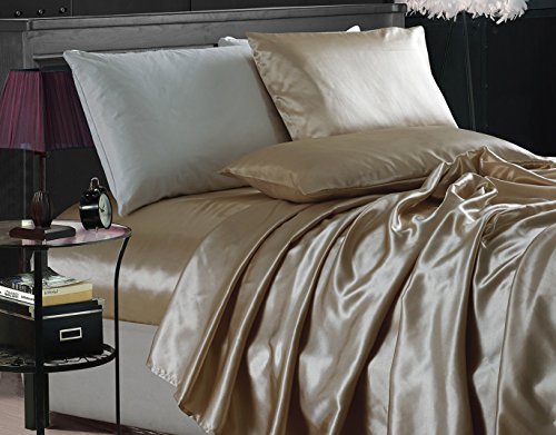 4-Piece Luxury Satin King Bed Sheet Set