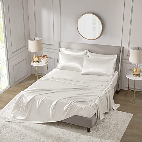 Luxury Satin Sheet Set - Full, Ivory, 6 Piece