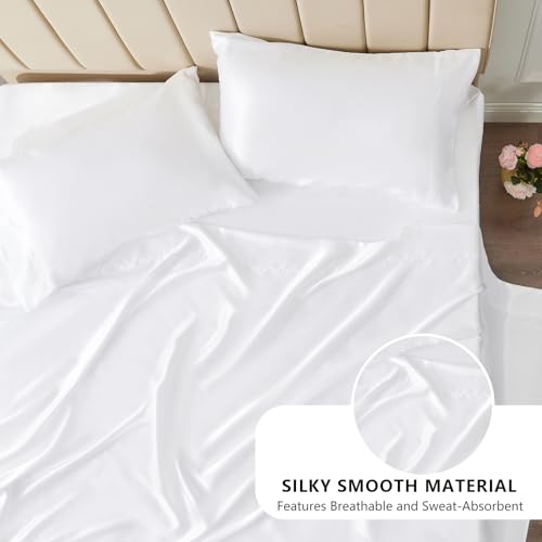 CozyLux Queen Satin Bed Sheet Set - 4 Pieces