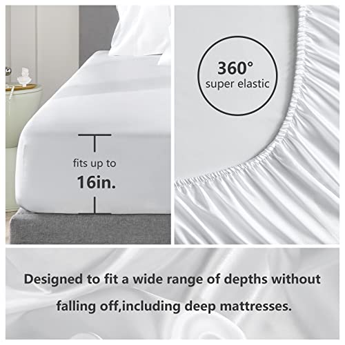 CozyLux Queen Satin Bed Sheet Set - 4 Pieces