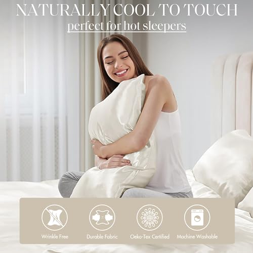 Luxury Satin Sheet Set - Full, Ivory, 6 Piece