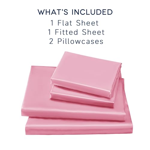 Luxury Light Pink Satin Bed Sheet Set – 4 Pieces