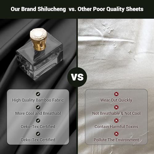 Black Bamboo Queen Size Sheet Set, 4-Piece