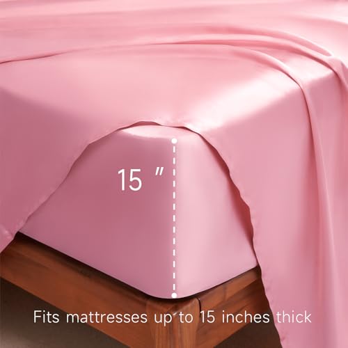 Luxury Light Pink Satin Bed Sheet Set – 4 Pieces