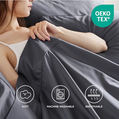 Luxury 100% Cotton Queen Sheet Set - Grey