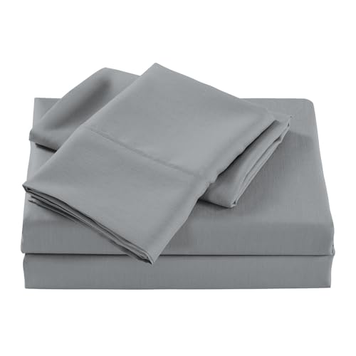Silky Silver Queen Bed Sheets Set - 1000 TC