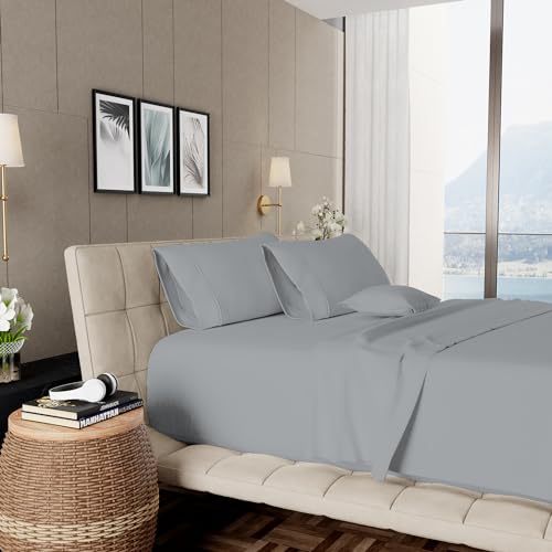 Silky Silver Queen Bed Sheets Set - 1000 TC