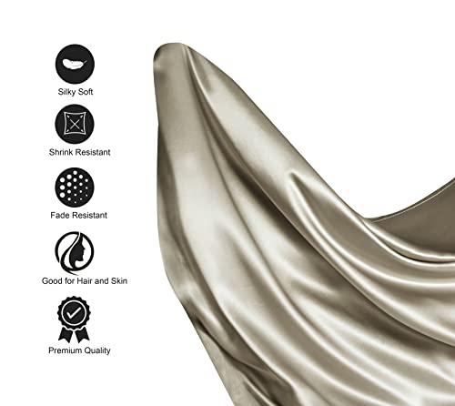 Luxurious Taupe Satin Queen Bed Sheet Set