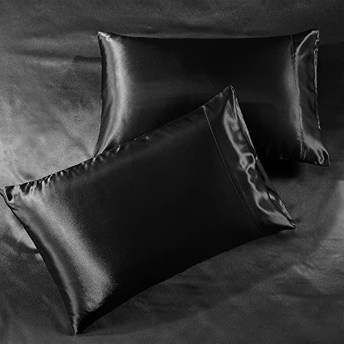 Luxury Black Satin Bed Sheet Set - 4 Pieces