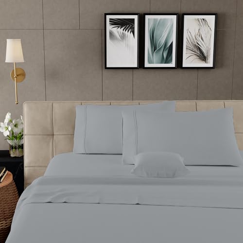 Silky Silver Queen Bed Sheets Set - 1000 TC