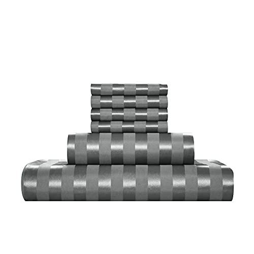 6-Piece Luxury Satin Bed Sheet Set - Grey