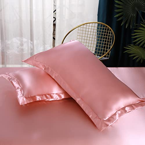 Luxury Pink Satin Queen Bedding Set