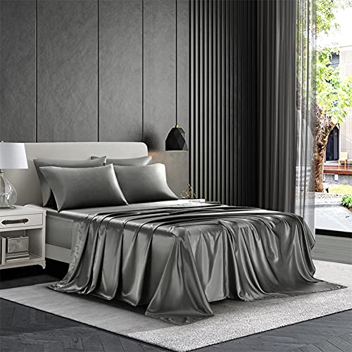 Luxury Grey Satin 6-Piece King Bedding Set