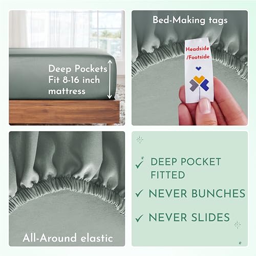 Luxury 600 Thread Count Queen Sheet Set - Sage