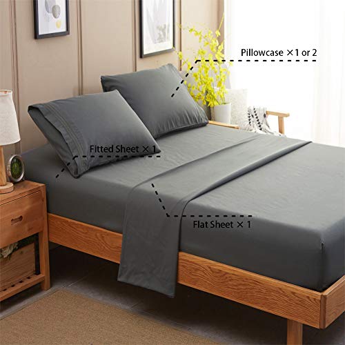 Luxury 4-Piece King Bed Sheet Set - Dark Grey