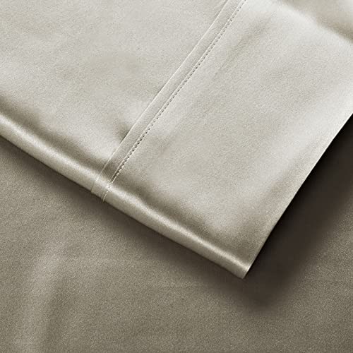 Luxurious Taupe Satin Queen Bed Sheet Set