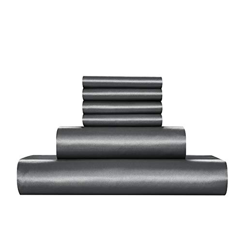 Luxury Grey Satin 6-Piece King Bedding Set