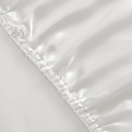 Ivory Satin Twin Fitted Sheet Set, 3-Piece
