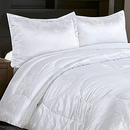 Luxury Satin Silk Queen Comforter Set 3 Piece